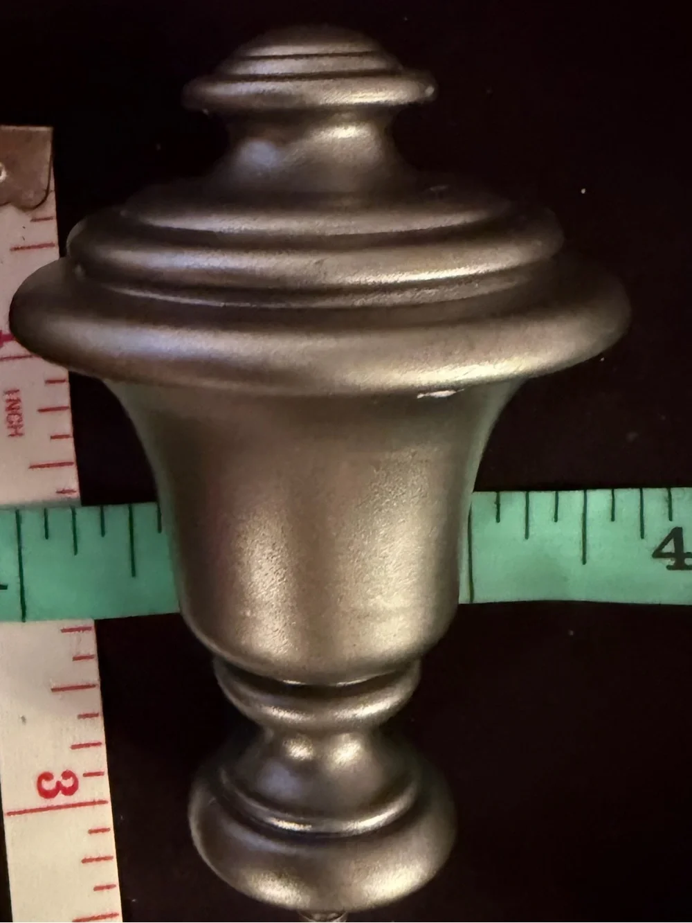Set of 6 Silver Decorative Round Curtain Rod Finials w/3 double rod holders